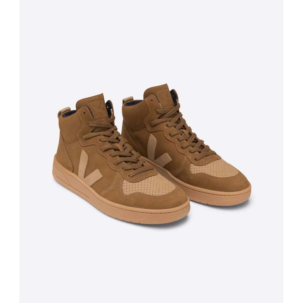 Women's Veja V-15 NUBUCK High Tops Brown | ZA 367PJJ